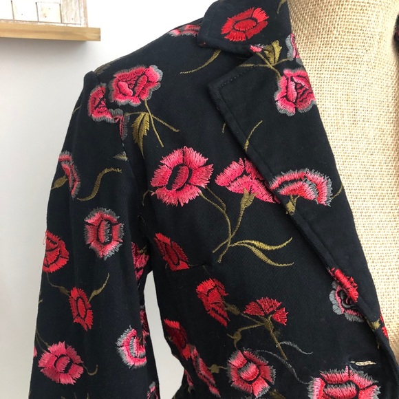 Paparazzi New Rare Rose Floral Embroidered Blazer - Picture 7 of 14